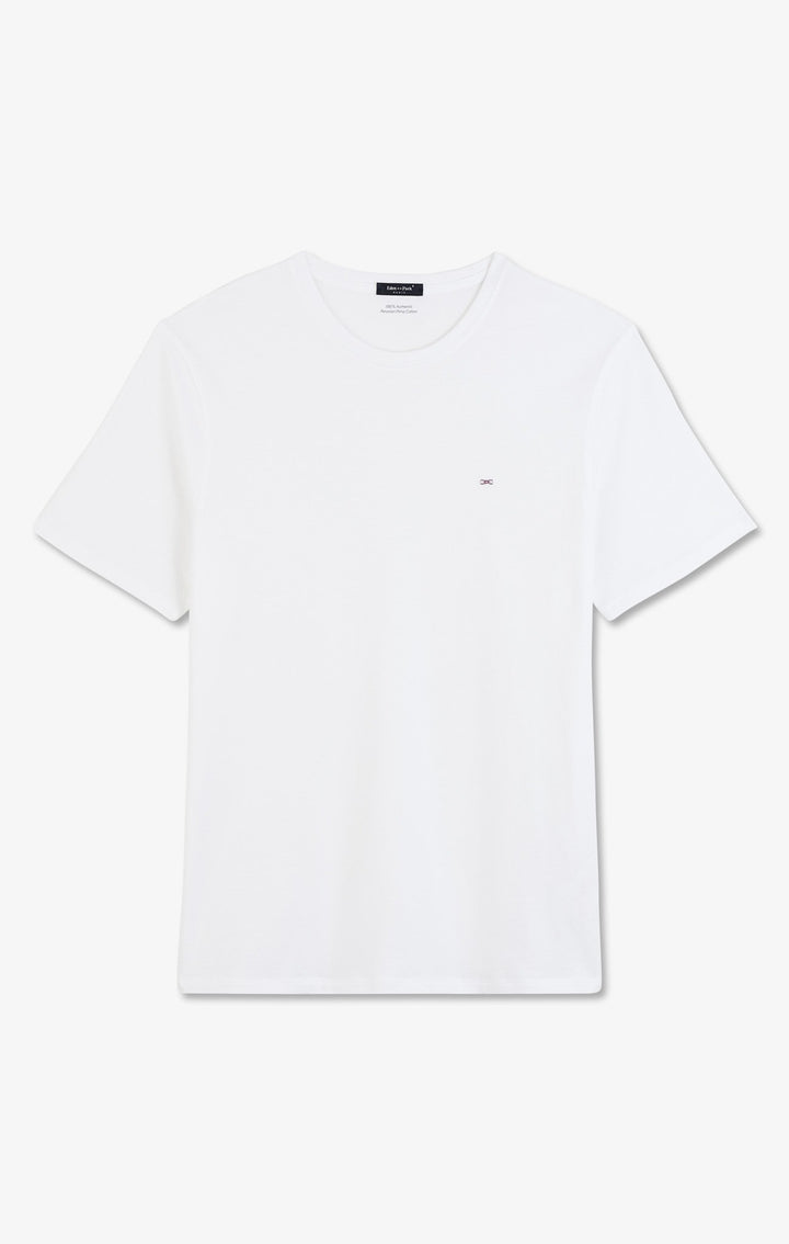 T-shirt blanc col rond à manches courtes