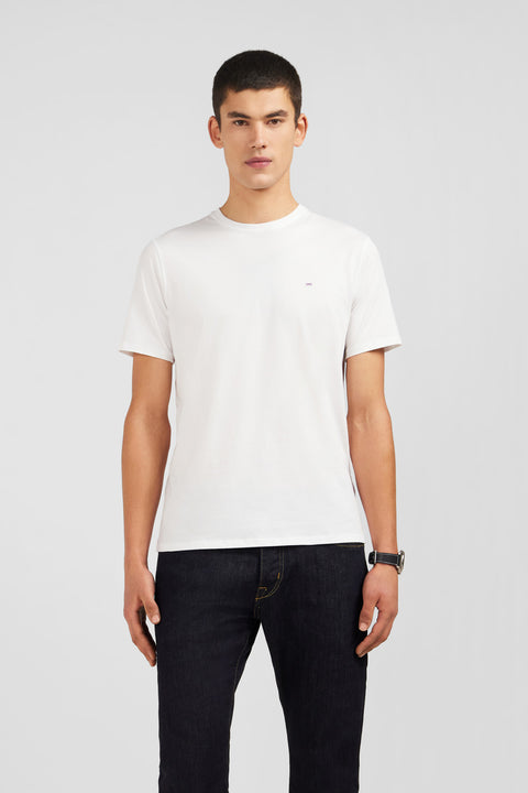 T-shirt blanc col rond à manches courtes - Image 1