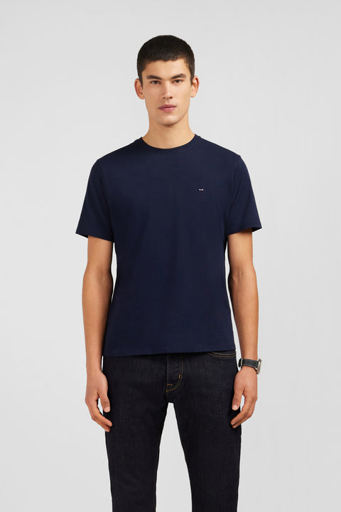 T-shirt bleu marine col rond à manches courtes - Image 1