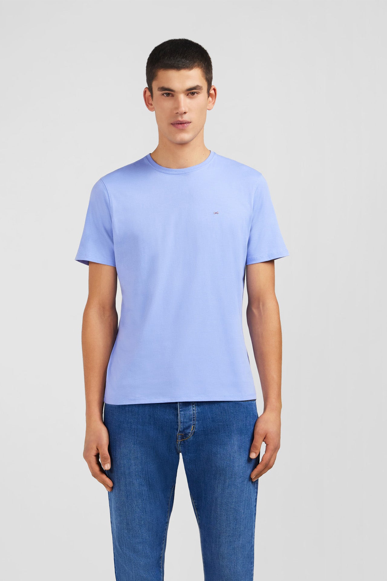 Crew neck light blue pima cotton t-shirt