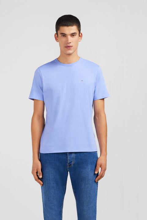 T-shirt bleu col rond à manches courtes - Image 1
