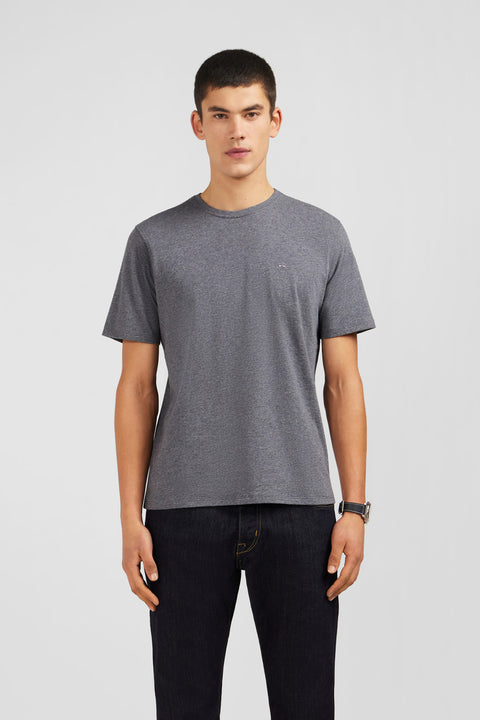 T-shirt gris col rond à manches courtes - Image 1
