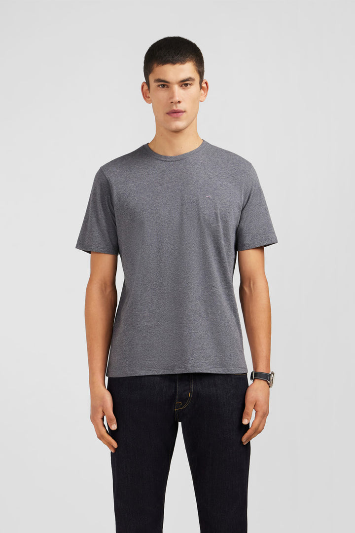 Crew neck grey pima cotton t-shirt