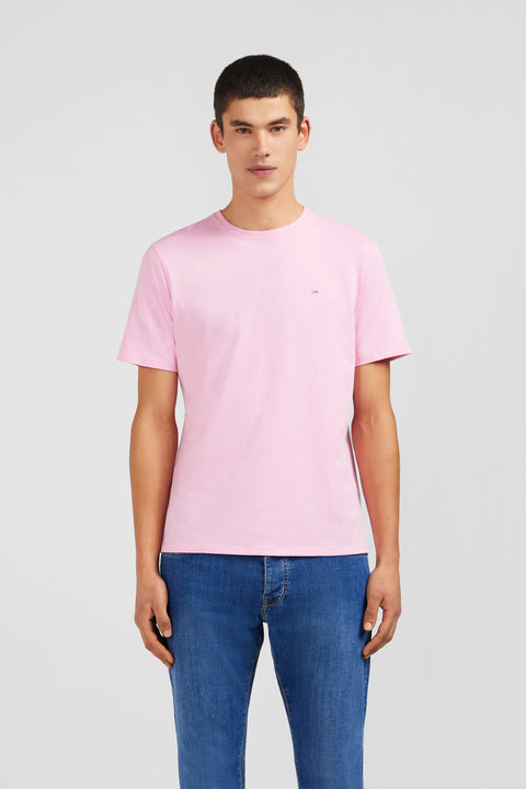 T-shirt rose col rond à manches courtes - Image 1