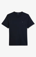 T-shirt bleu marine col V à manches courtes