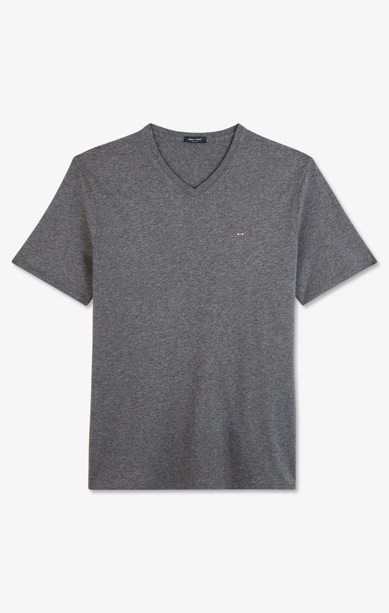 T-shirt gris col V à manches courtes