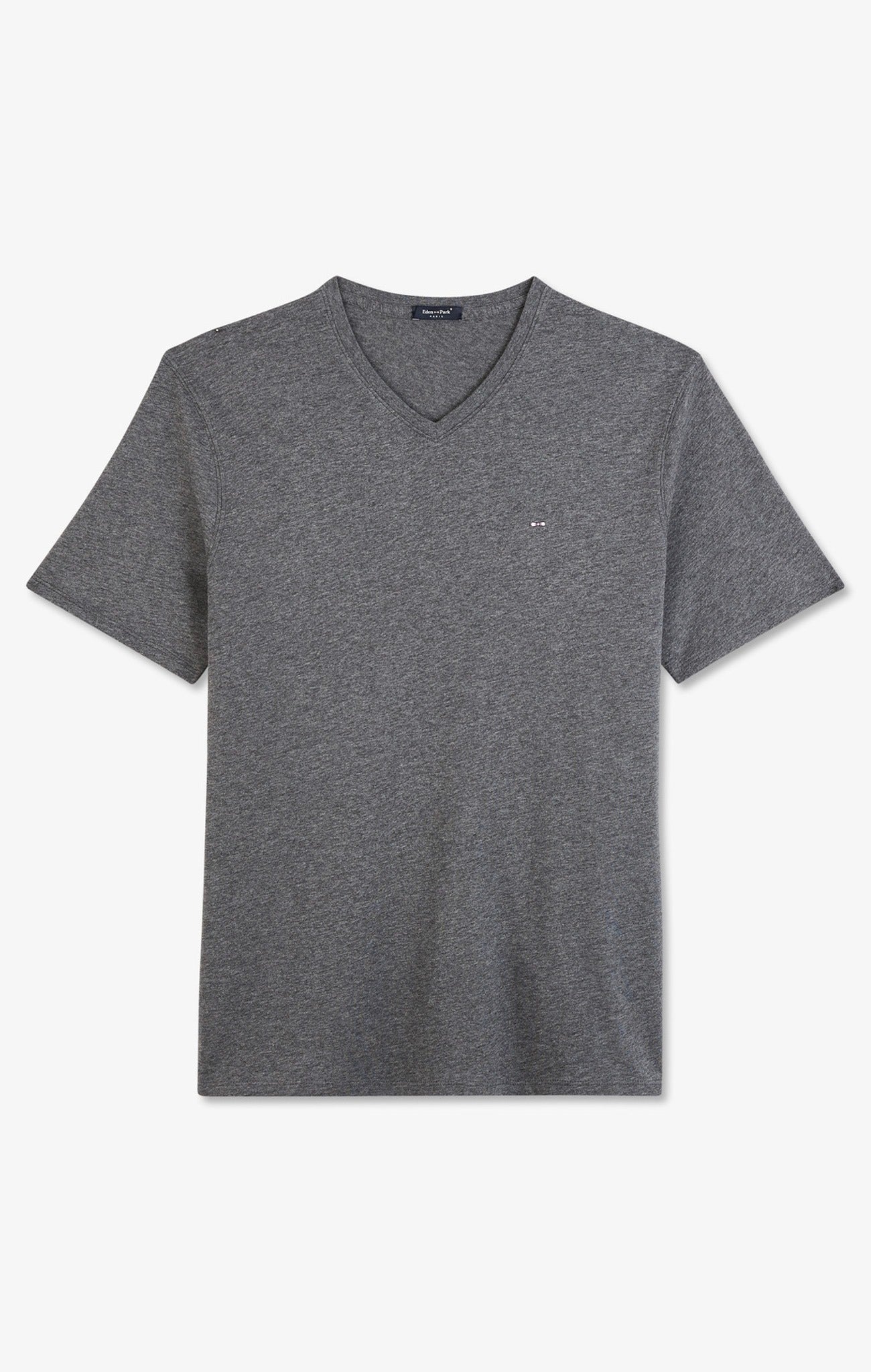 T-shirt gris col V à manches courtes