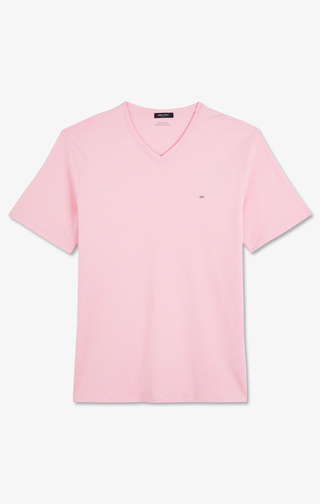 T-shirt rose col V à manches courtes