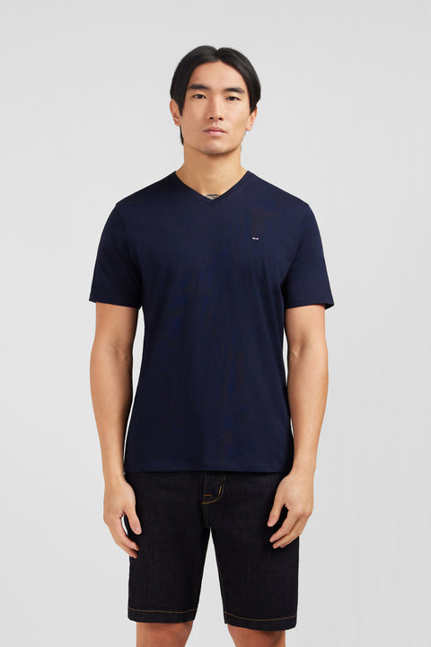 V-neck navy light pima cotton t-shirt - Image 1