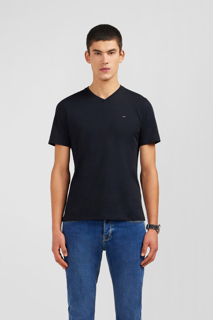 V-neck black light pima cotton t-shirt