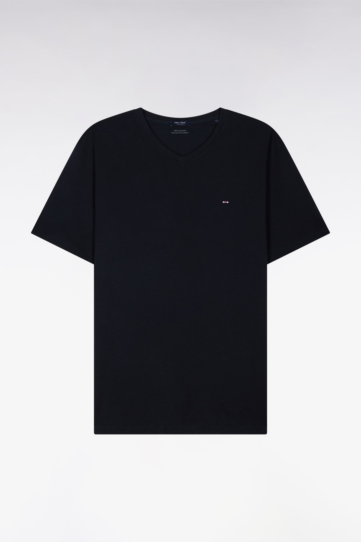 T-shirt noir col V à manches courtes