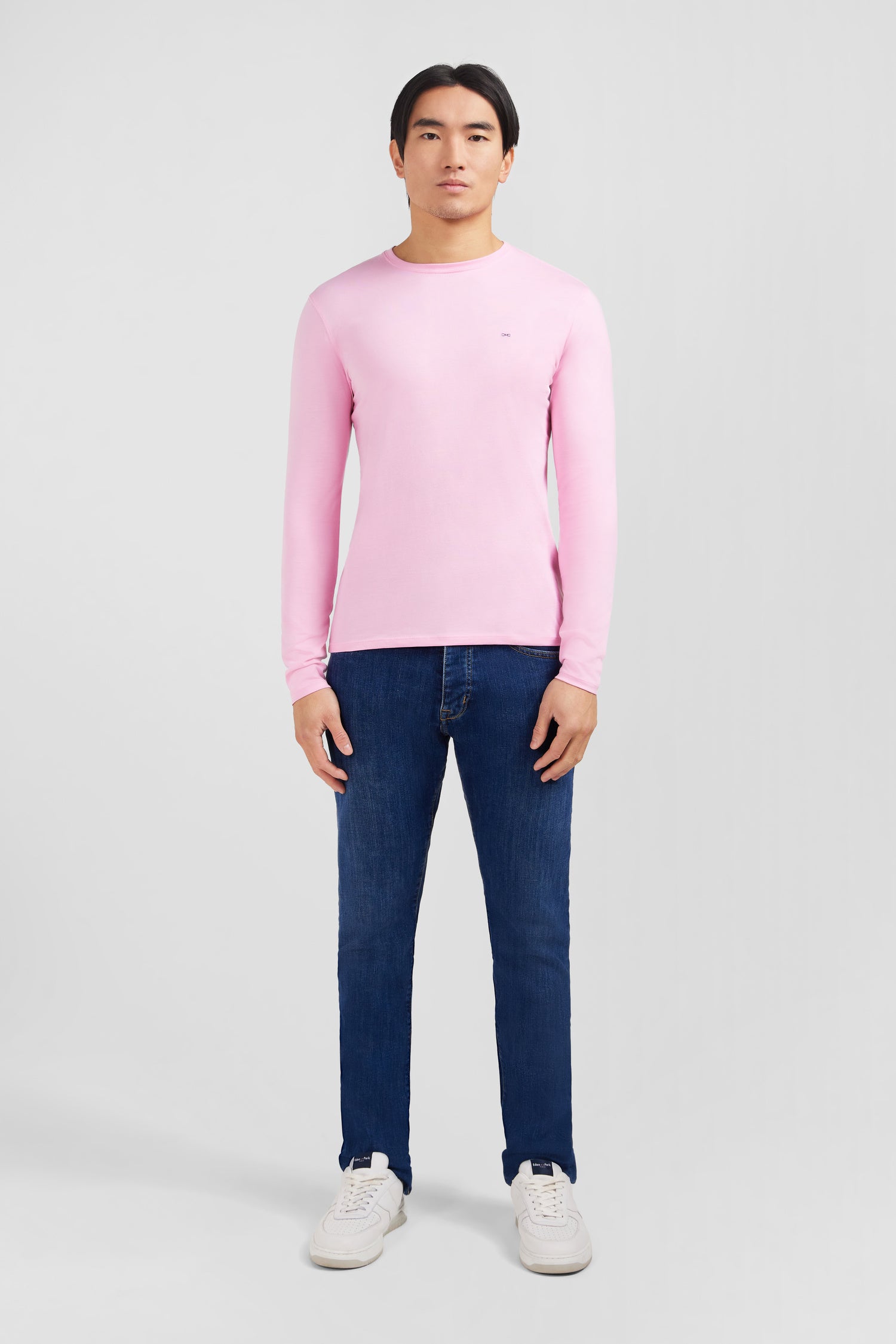 T-Shirt Rosa Rundhalsausschnitt mit lange Ärmel