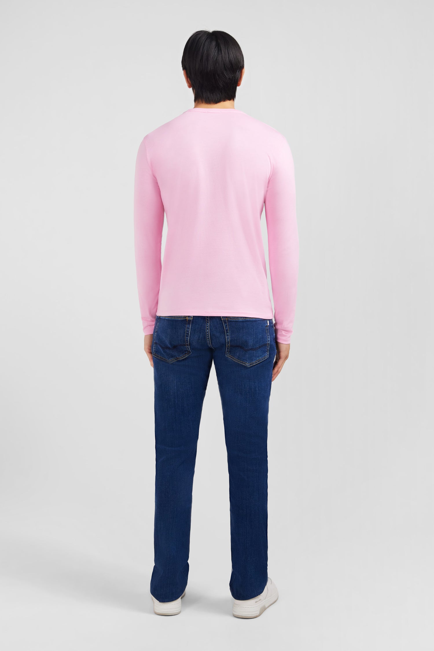 T-Shirt Rosa Rundhalsausschnitt mit lange Ärmel