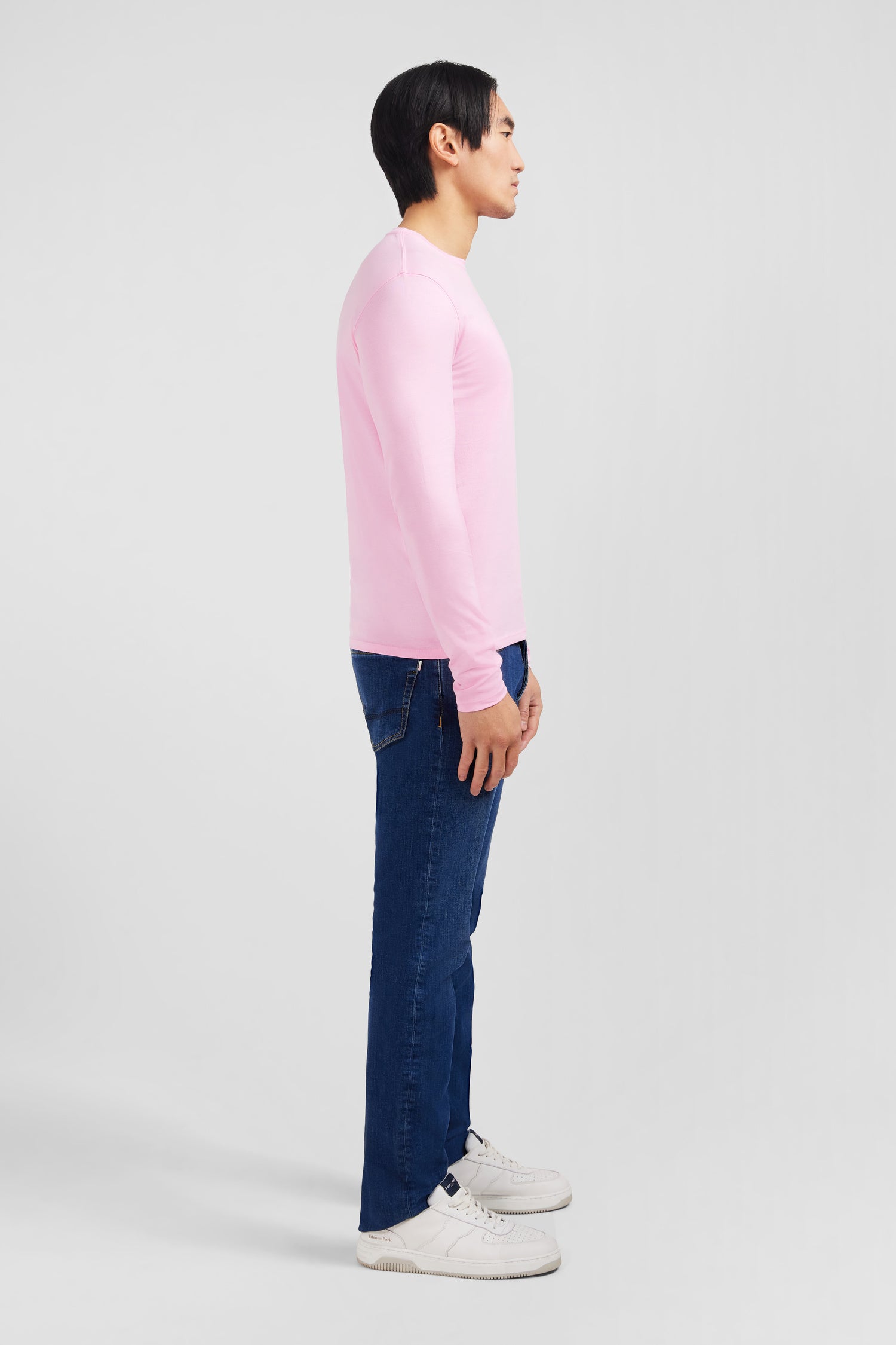T-Shirt Rosa Rundhalsausschnitt mit lange Ärmel