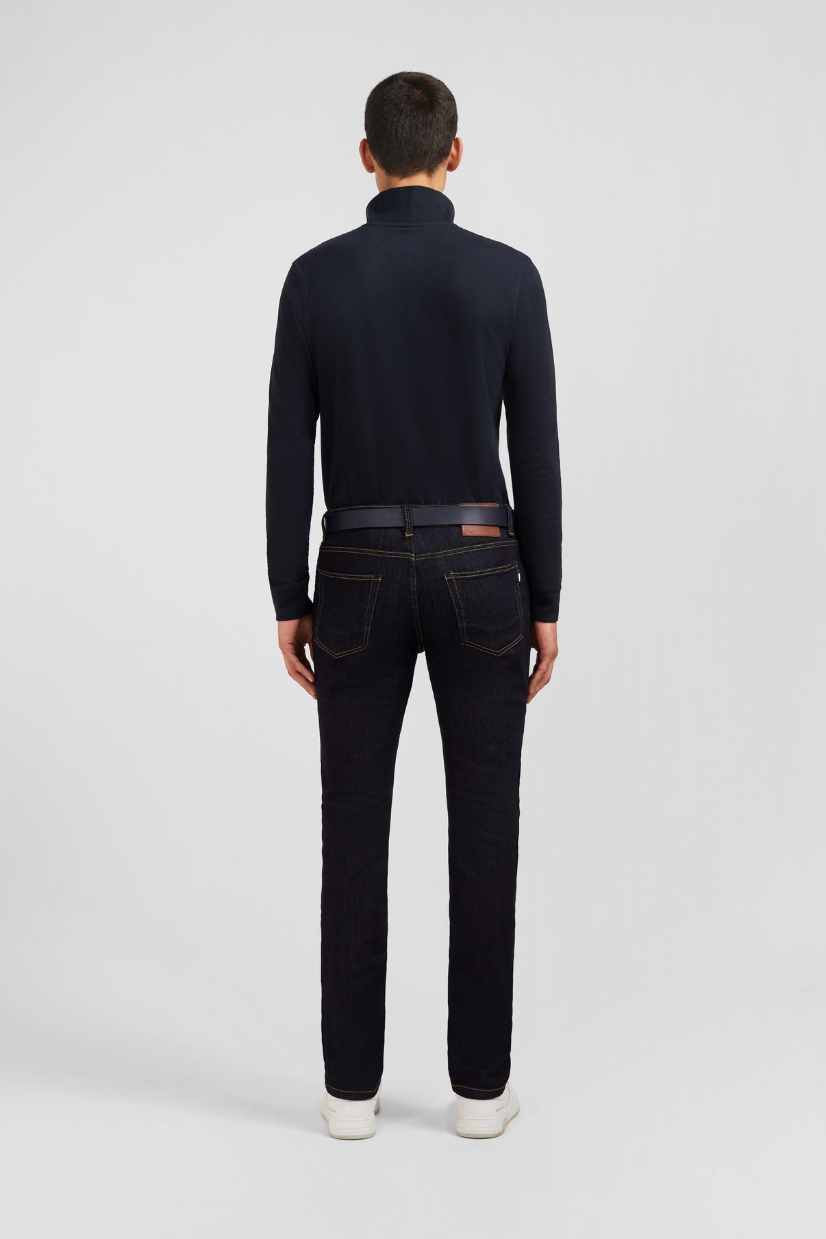 Navy blue jeans in stretch cotton - Main Image
