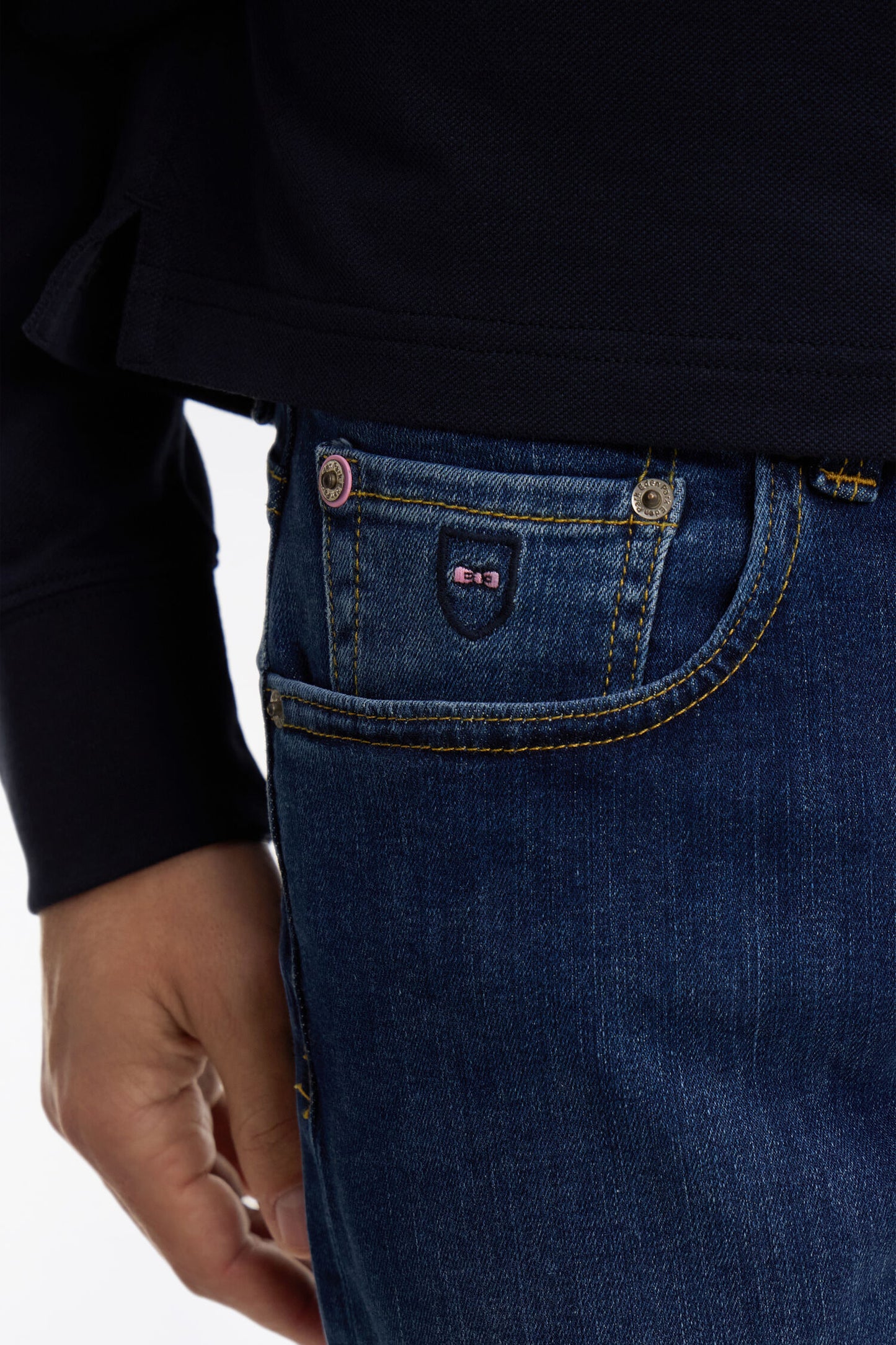 Straight jeans in blue stretch cotton