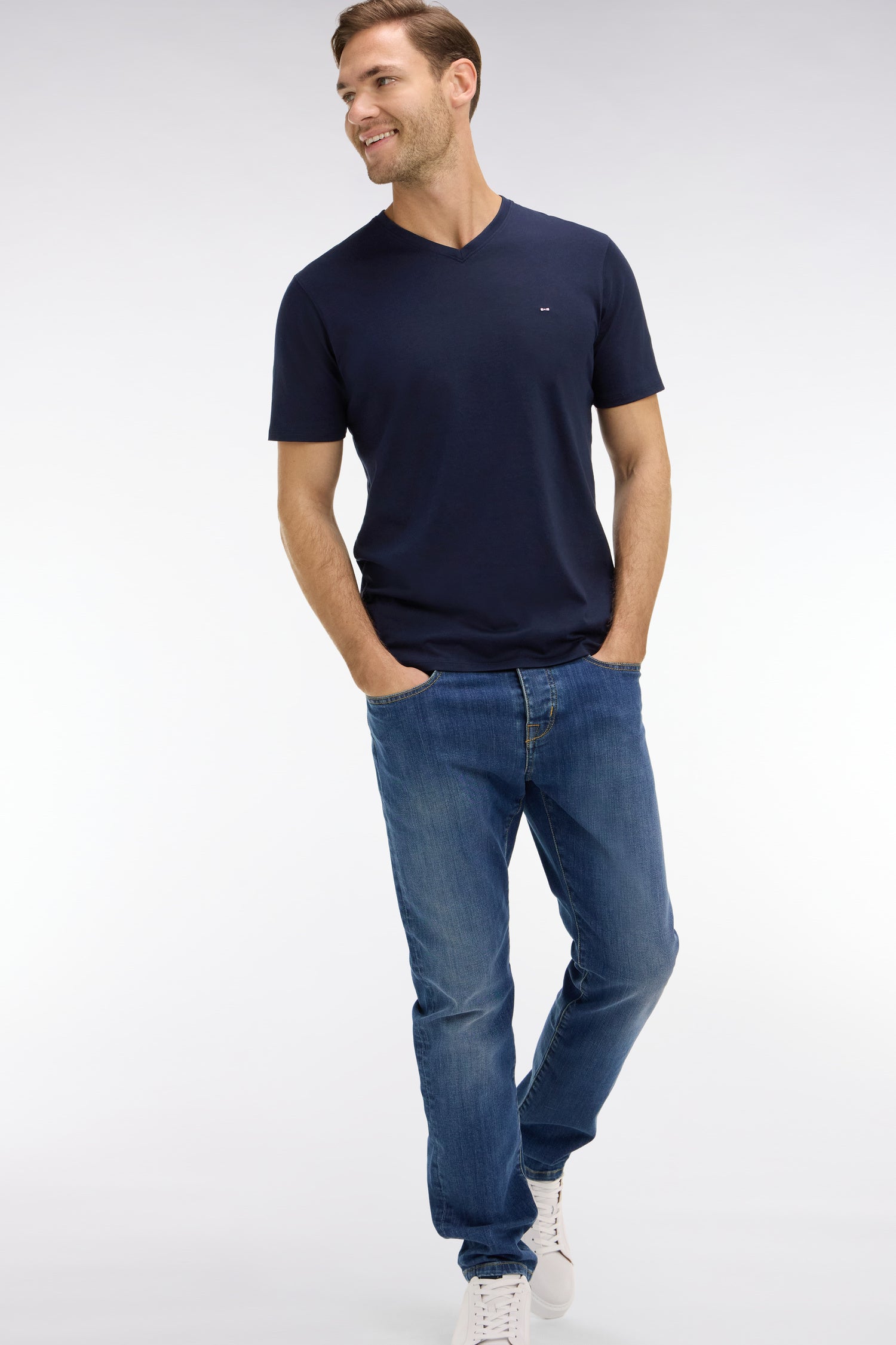 Jean bleu en coton stretch