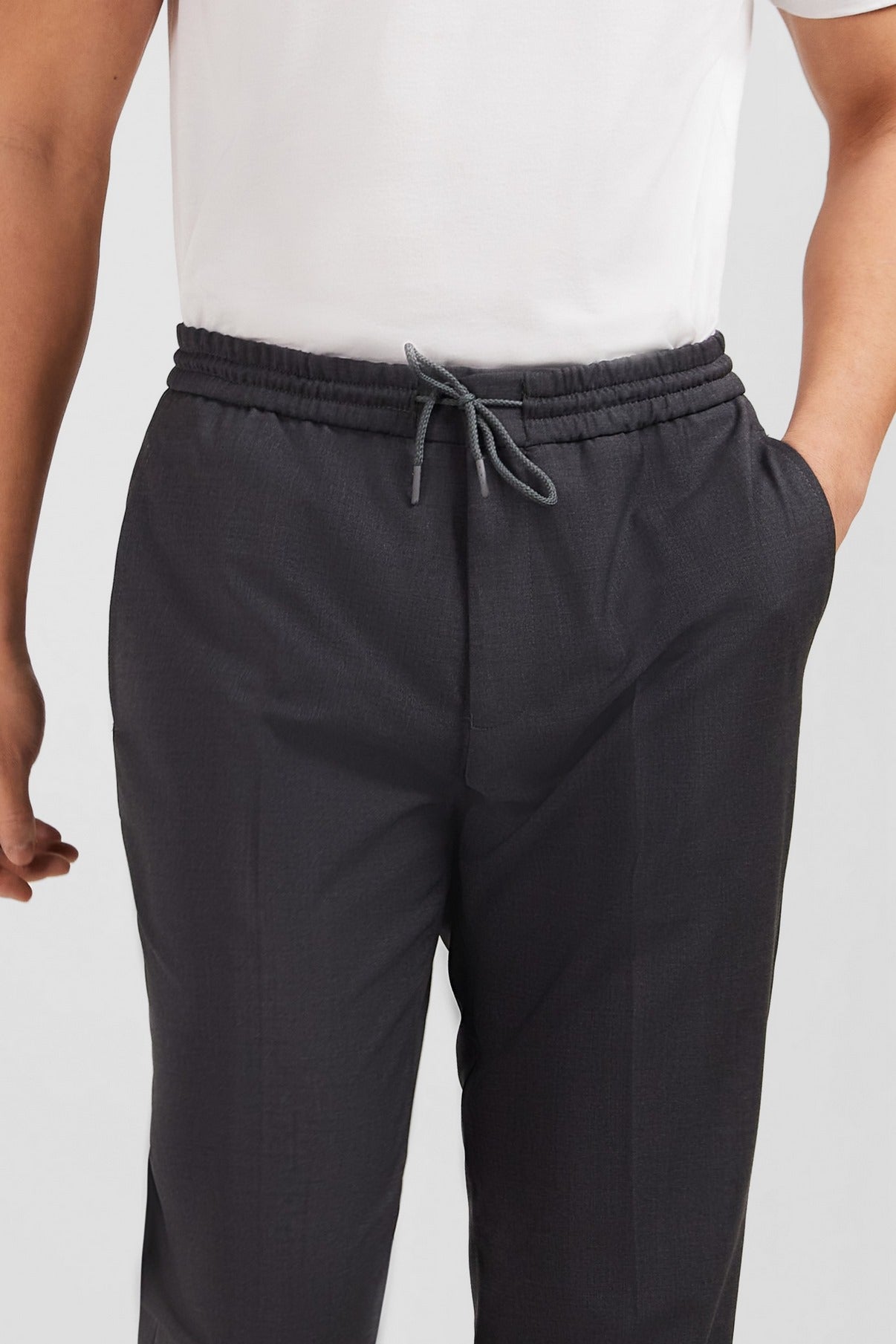 Pantalon taille élastiquée gris