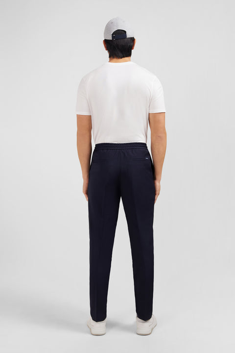Pantalon taille élastiquée bleu marine - Image 3