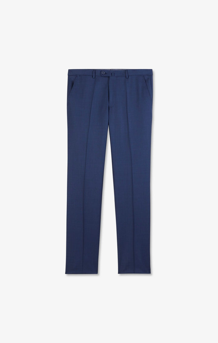 Pantalon regular bleu en laine à plis cassés