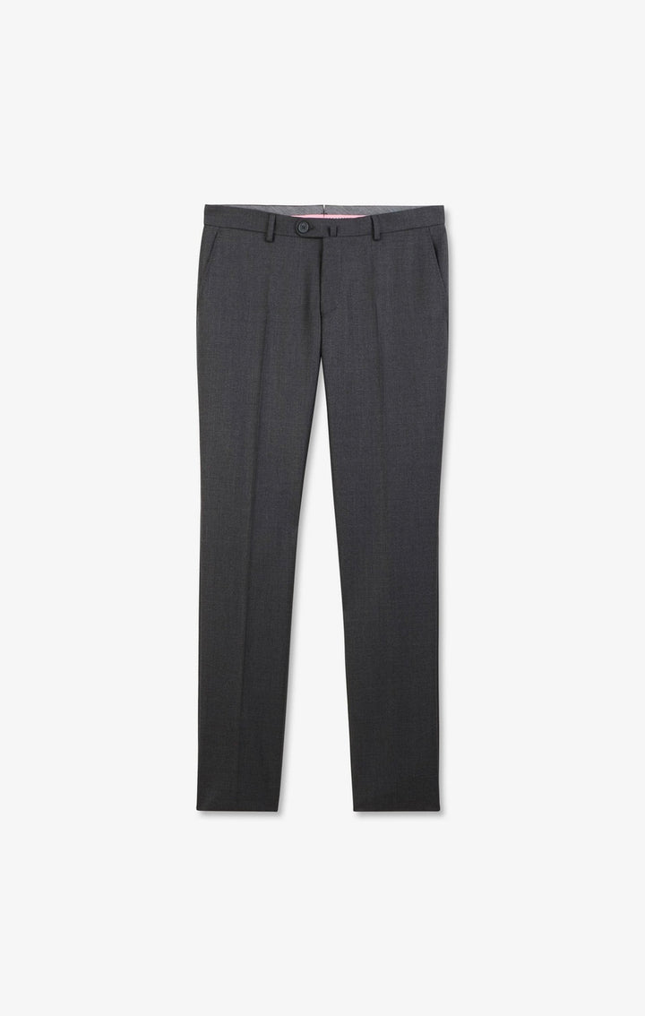 Pantalon slim gris en laine à plis cassés