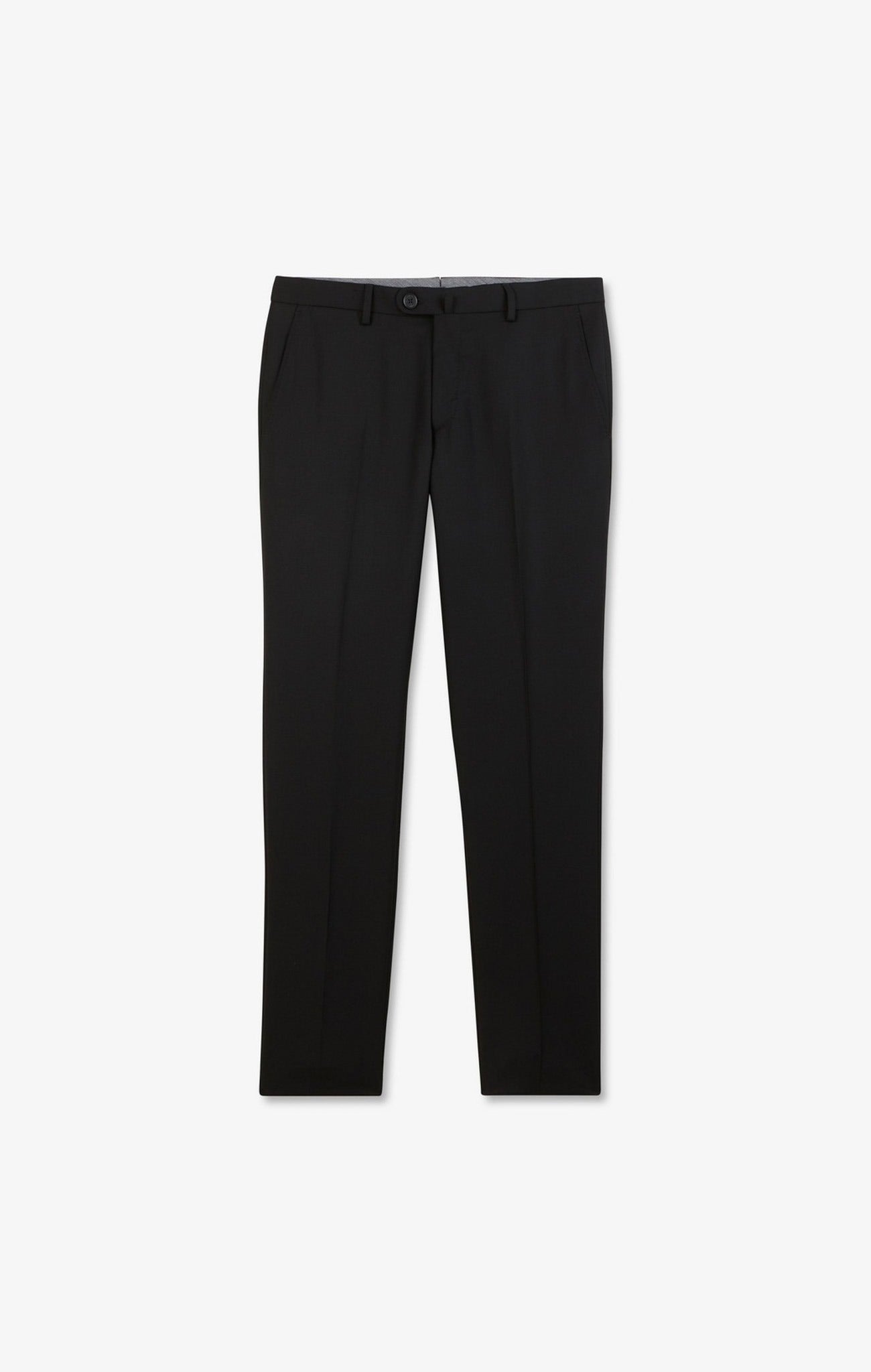 Pantalon slim noir en laine à plis cassés