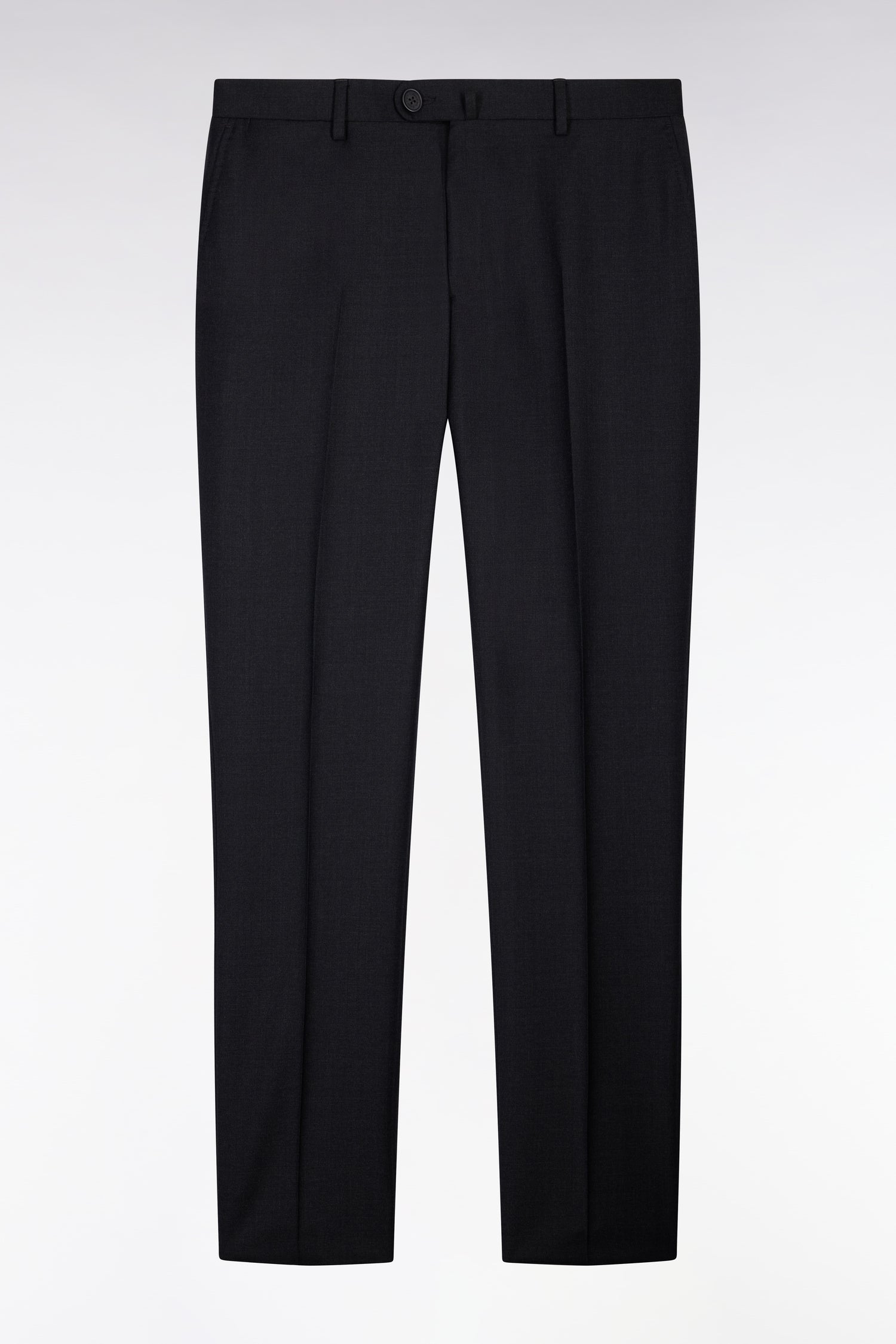 Pantalon slim gris foncé en laine à plis cassés