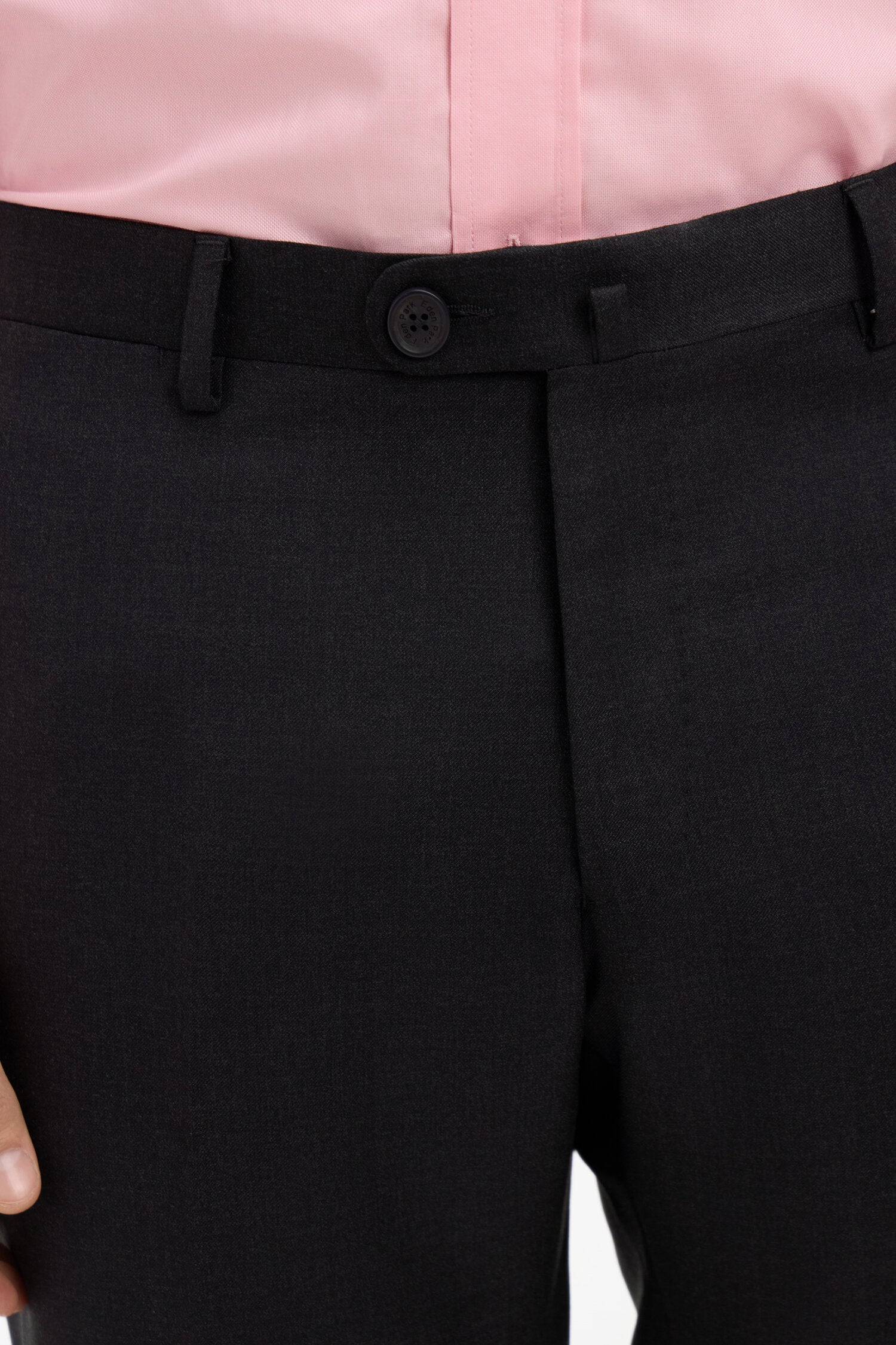 Pantalon slim gris foncé en laine à plis cassés