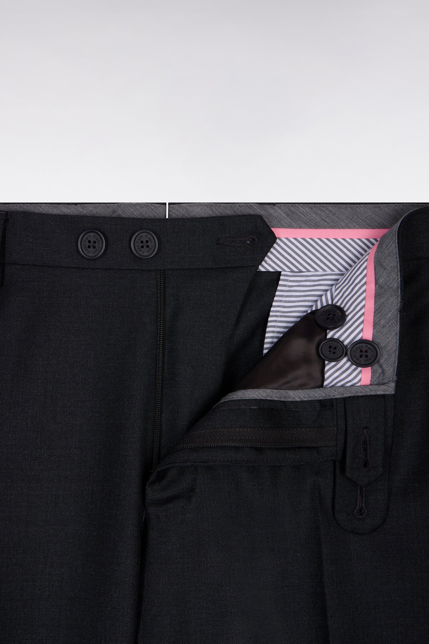 Pantalon slim gris foncé en laine à plis cassés