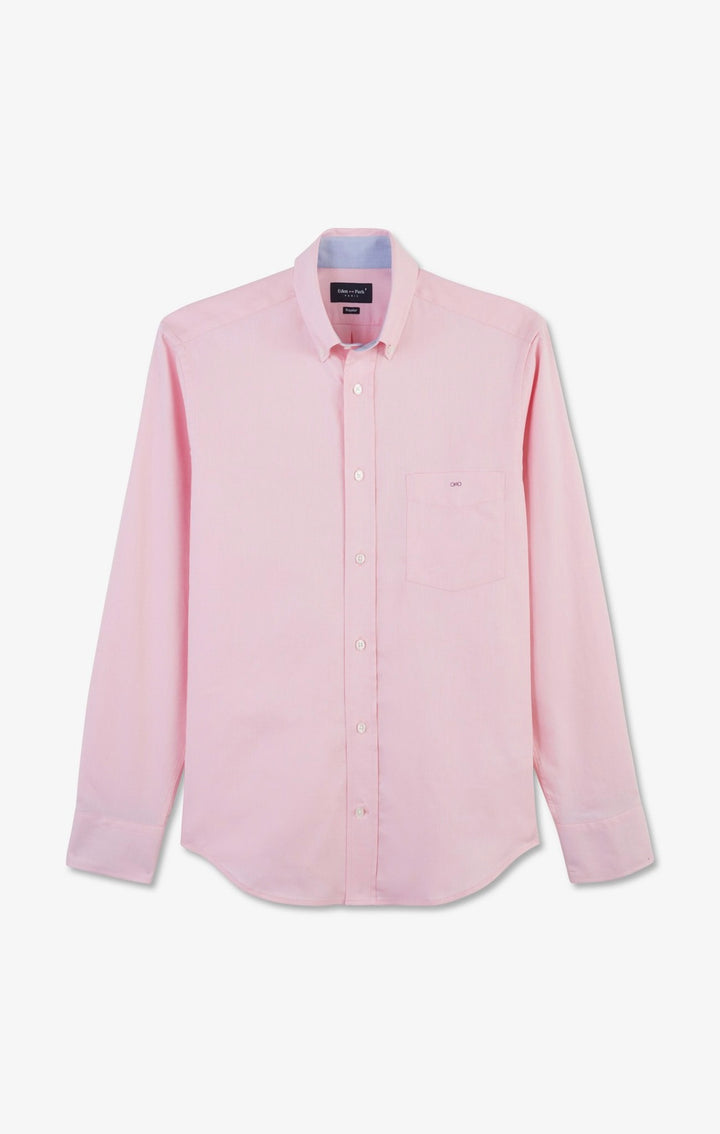 Chemise rose unie en coton