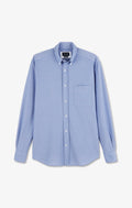 Chemise slim en coton pinpoint bleu