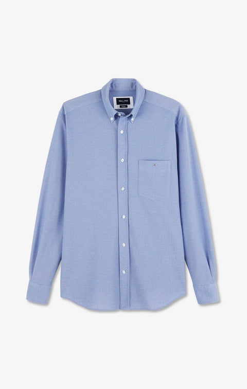Chemise slim en coton pinpoint bleu - Image 2