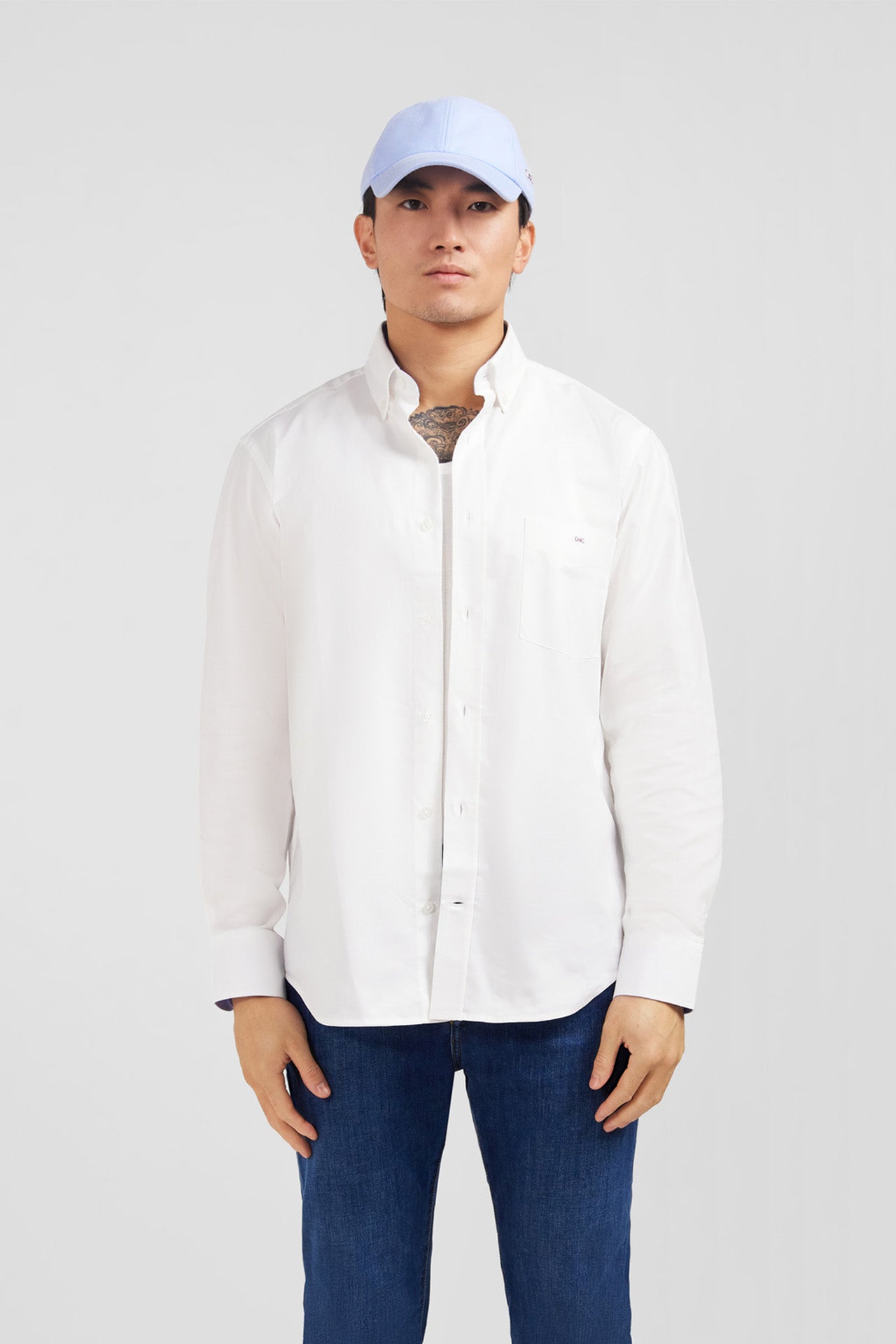 Chemise blanche unie en coton