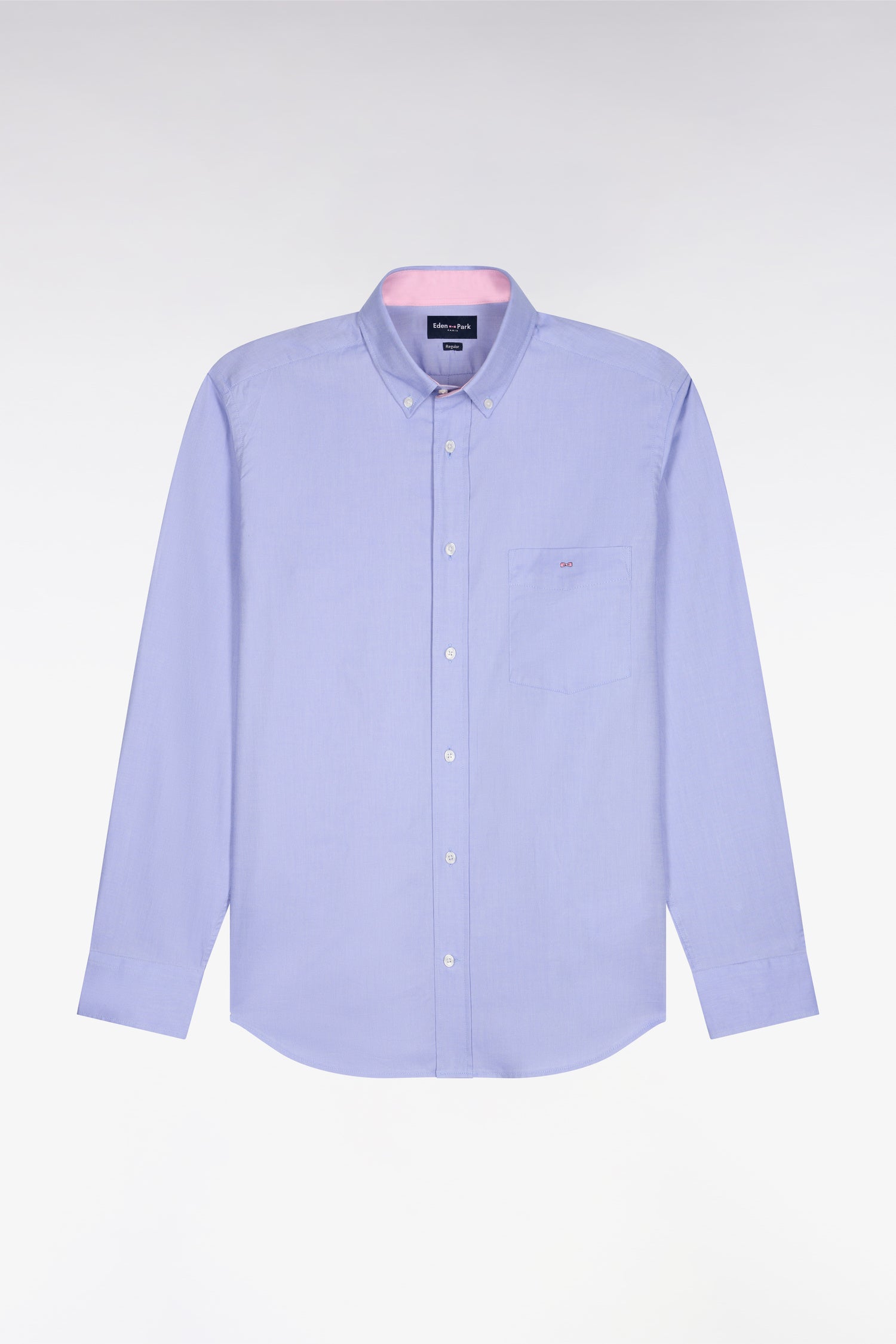 Chemise bleue unie en coton