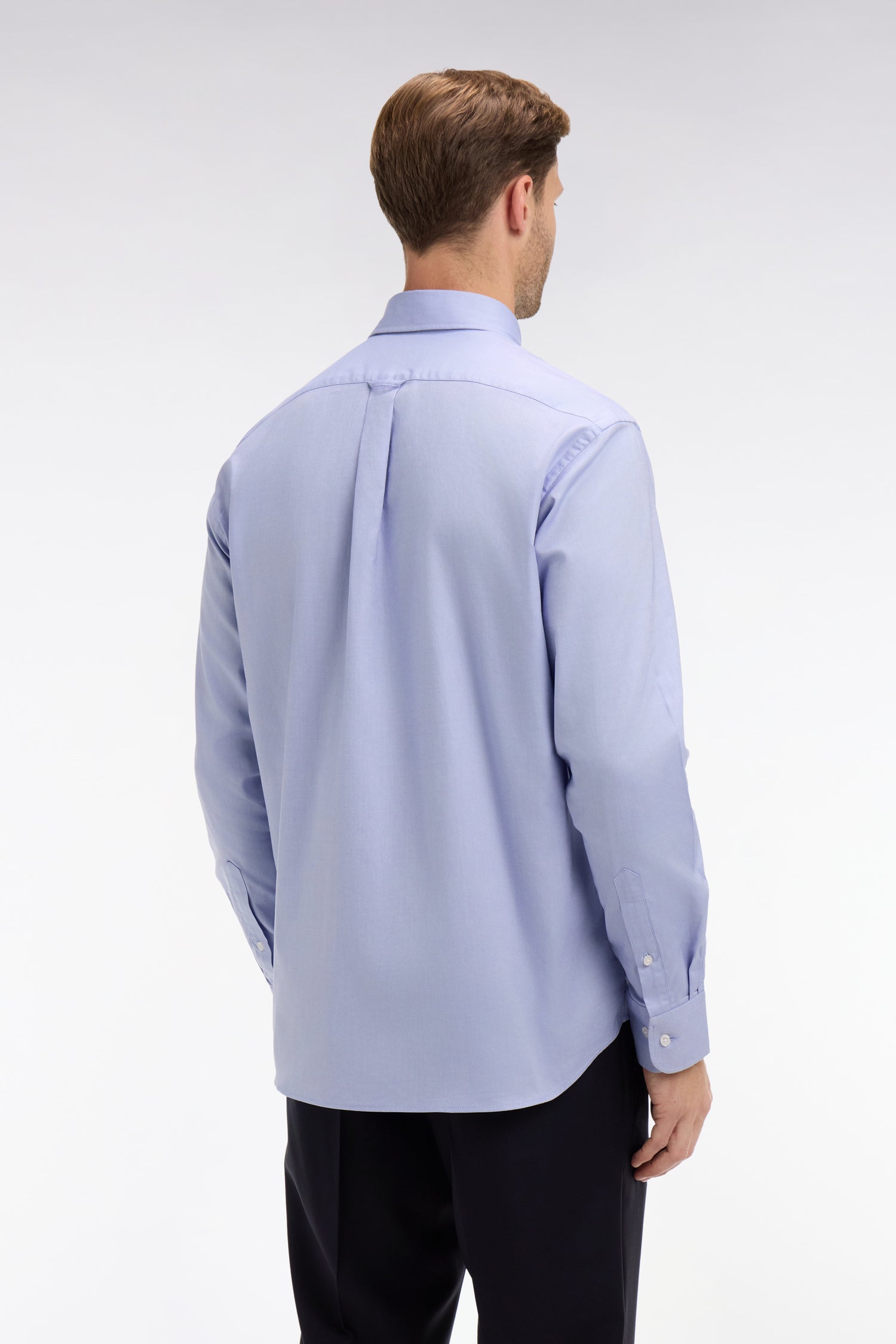 Chemise bleue unie en coton