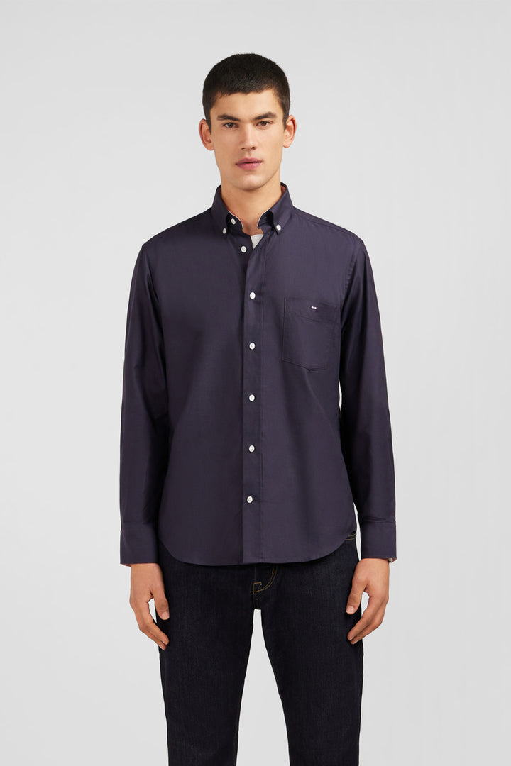 Dark grey plain cotton shirt