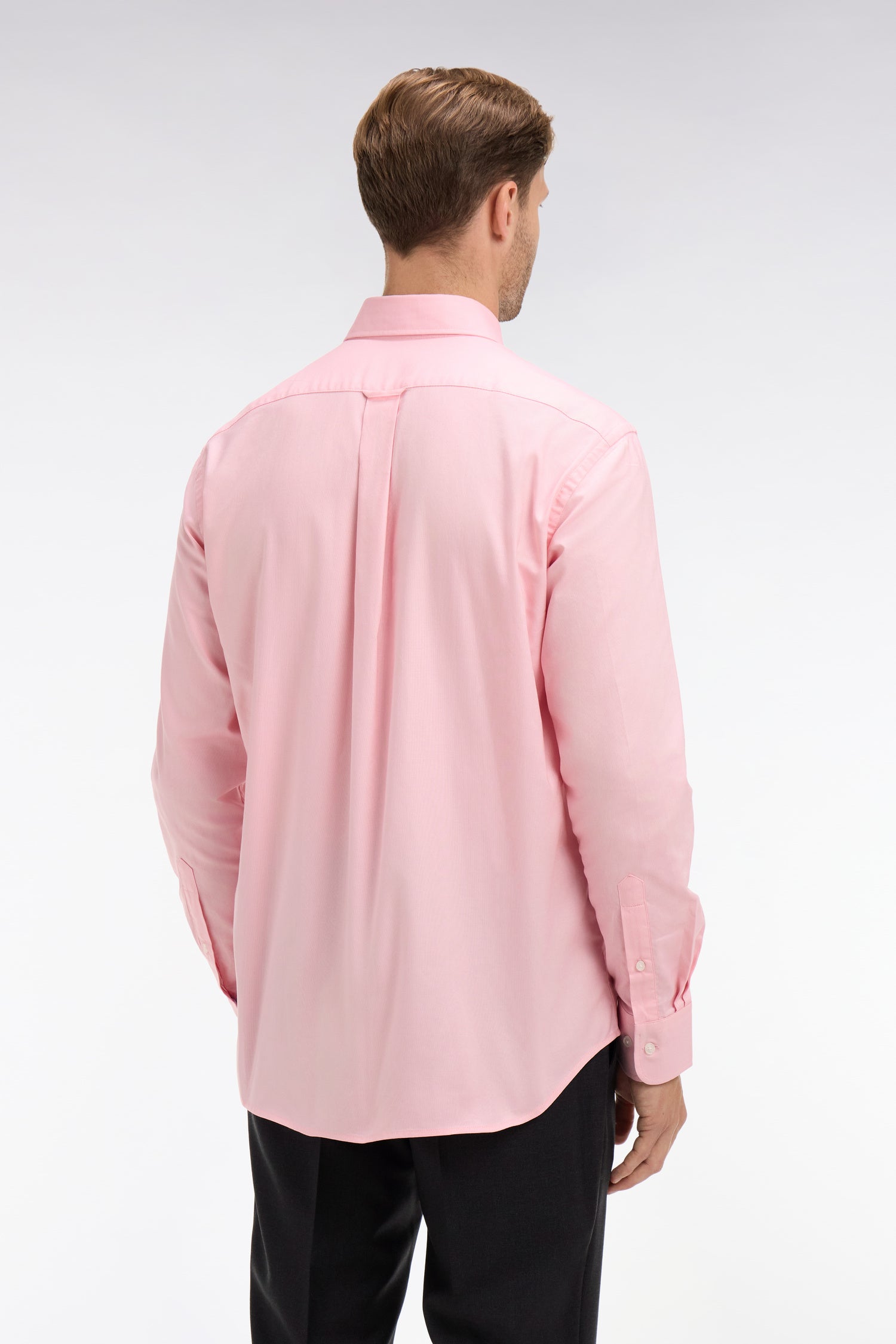 Chemise rose unie en coton
