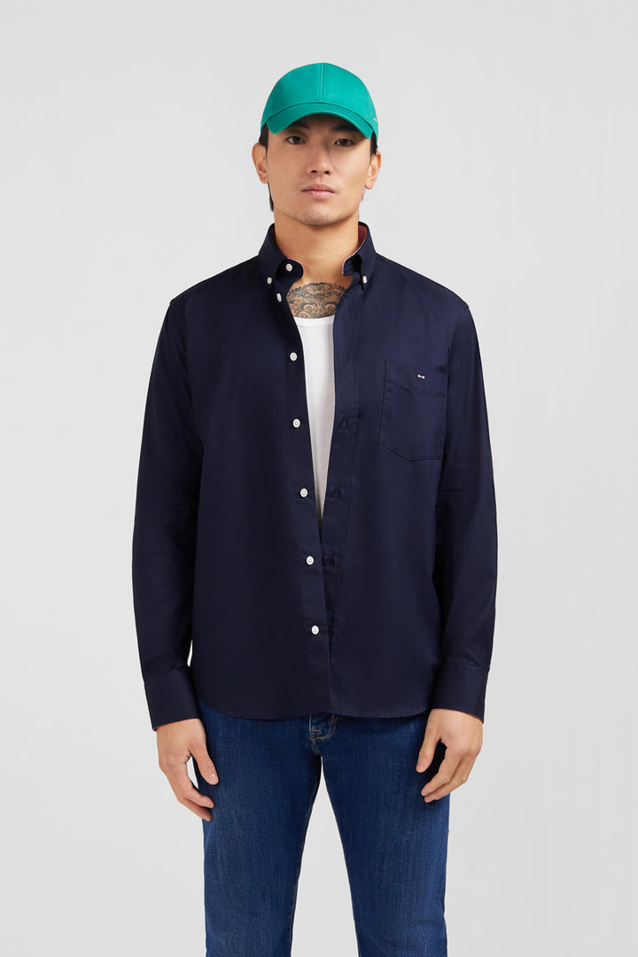 Chemise bleu foncé en twill de coton