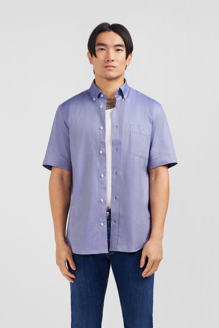 Chemisette bleu marine unie en coton