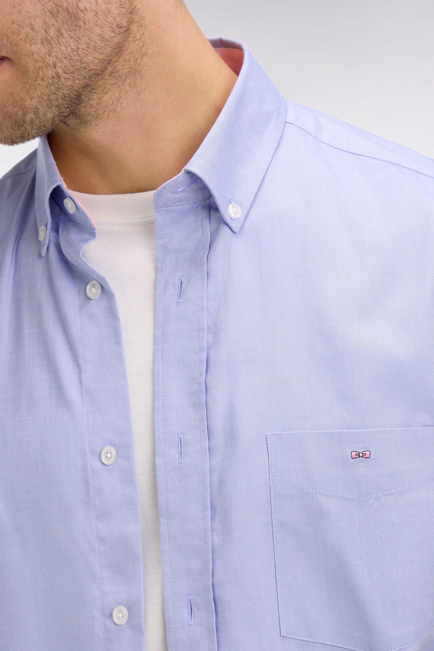 Short sleeved blue cotton shirt