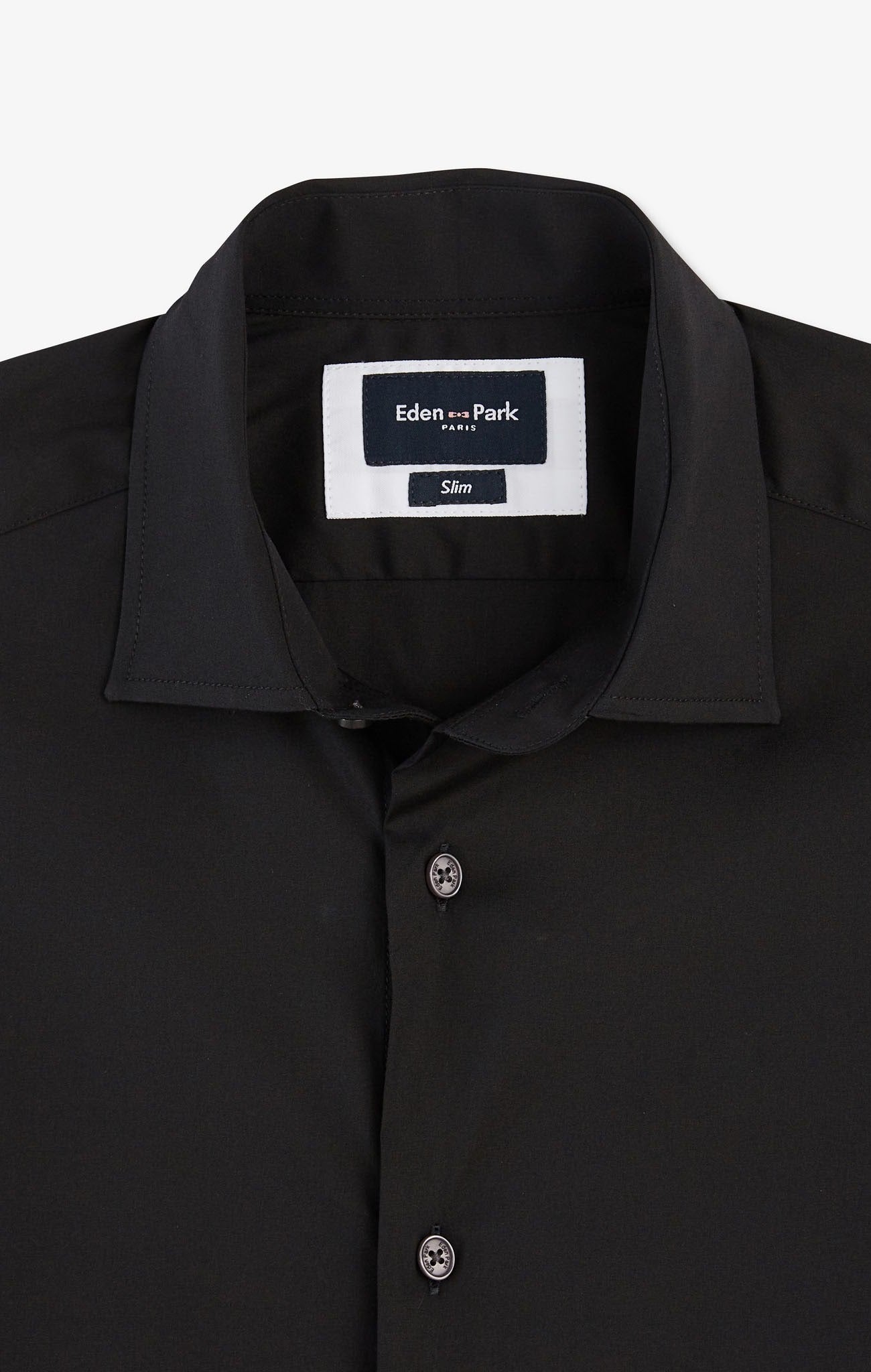 Chemise noir slim en popeline stretch