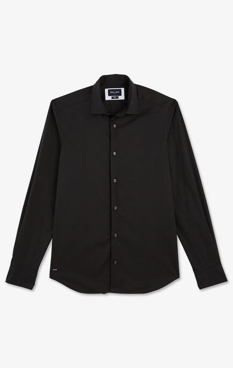 Chemise noir slim en popeline stretch - Image 2