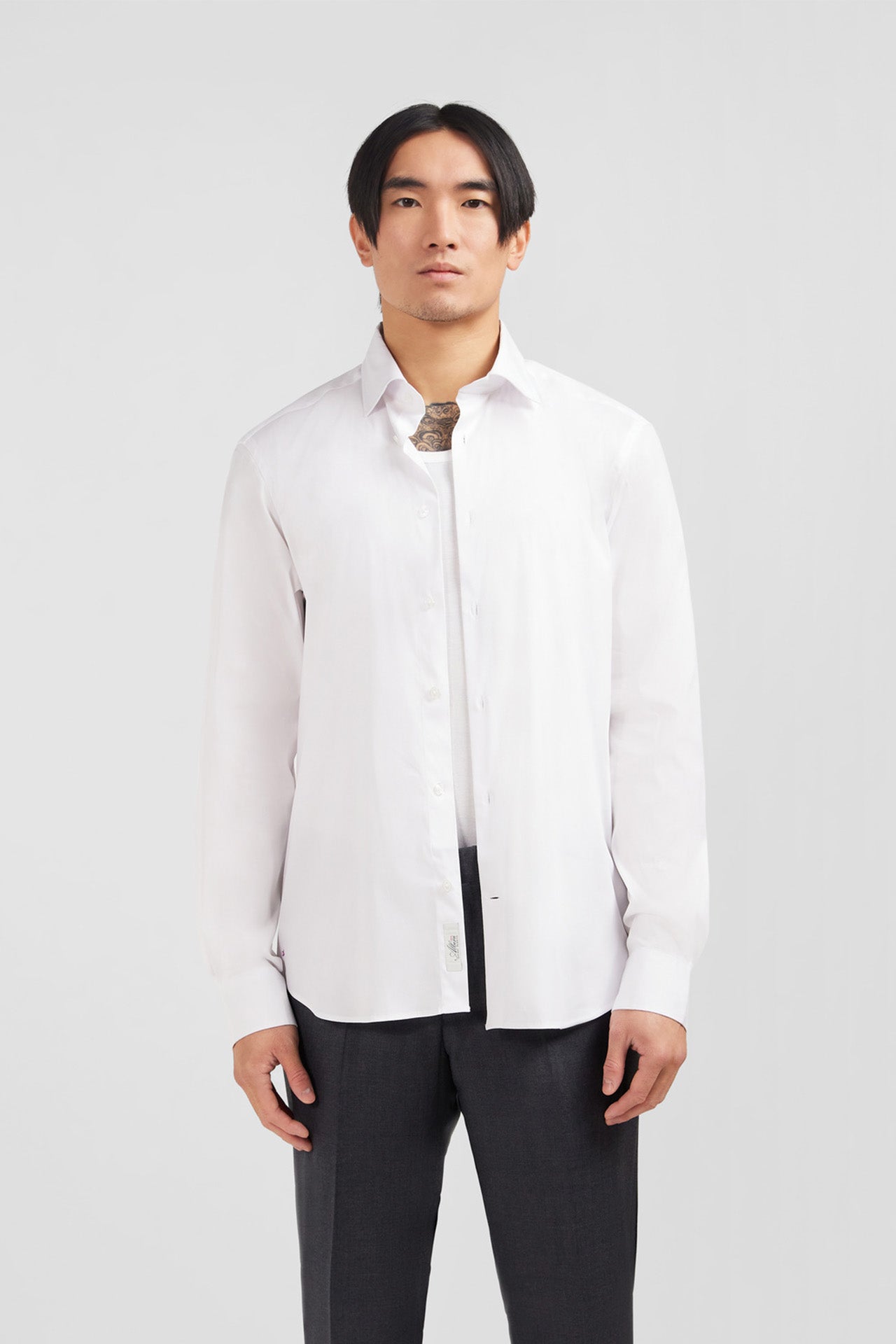 Chemise blanche slim en popeline stretch