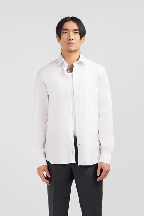 Chemise blanche slim en popeline stretch - Image 1