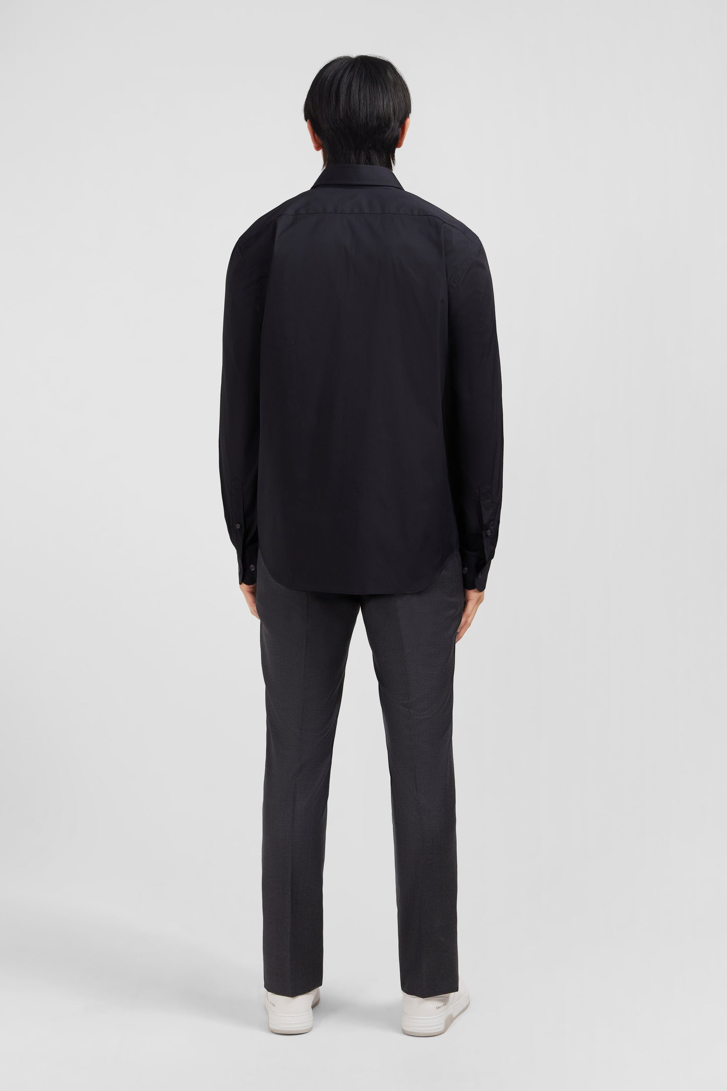 Chemise noir slim en popeline stretch