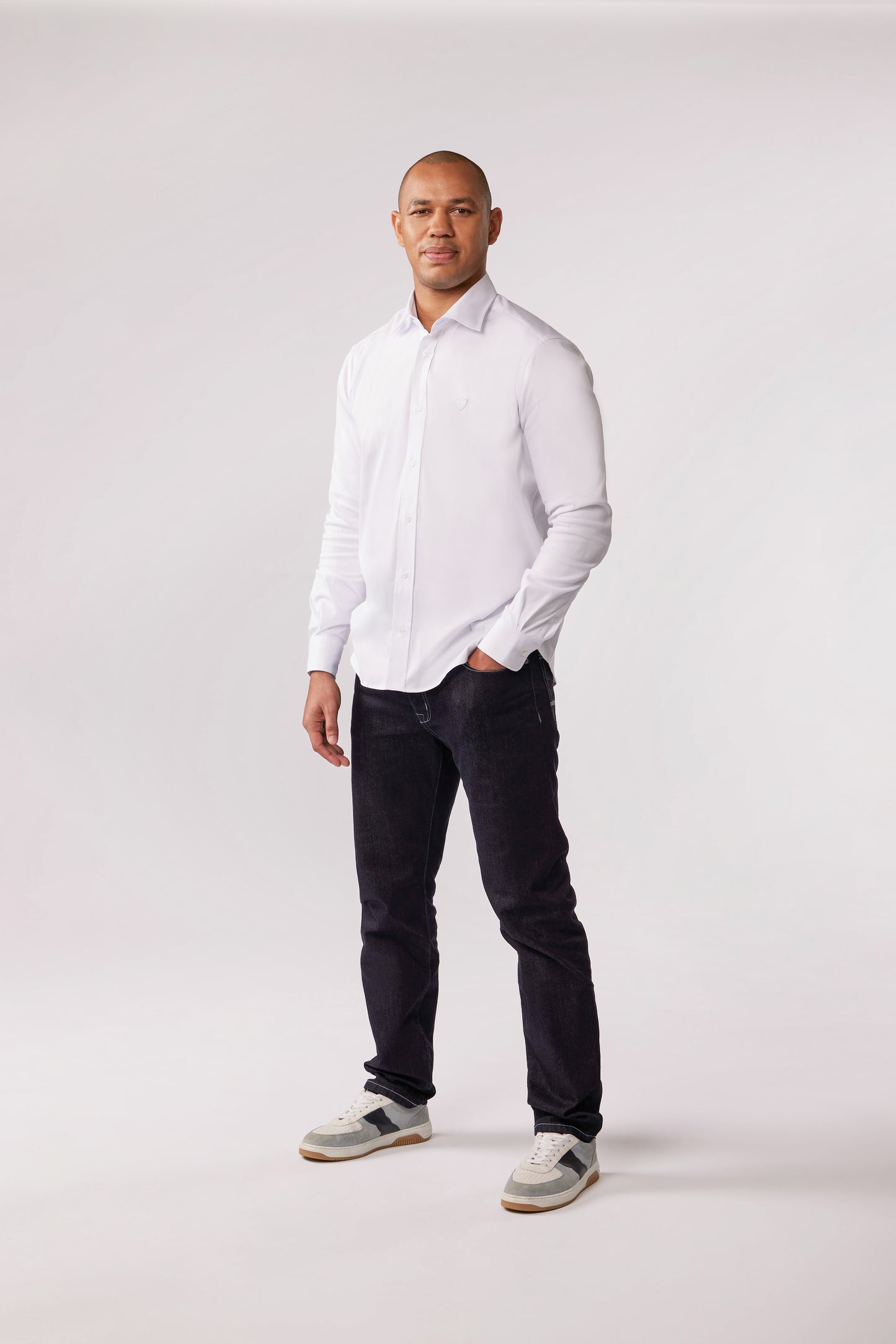 Chemise en coton stretch blanche Eden Park x Racing 92