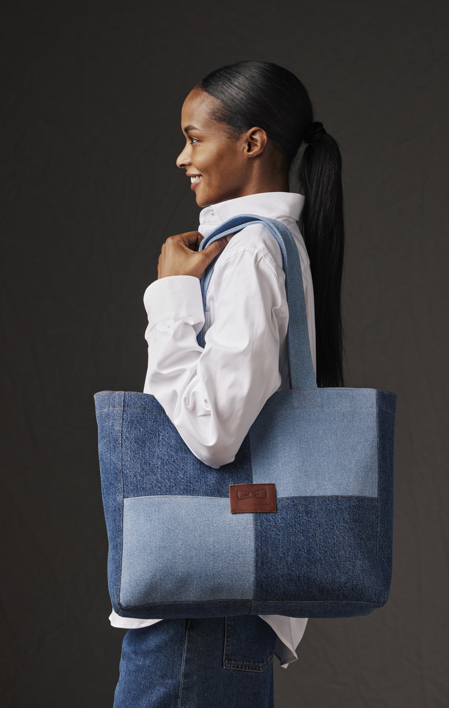 Sac cabas en patchwork denim upcyclé Pap'Atelier