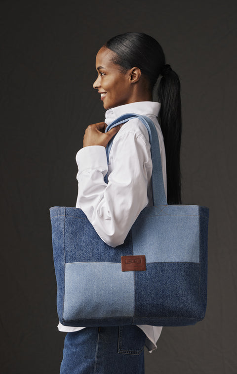 Sac cabas en patchwork denim upcyclé Pap'Atelier - Image 2