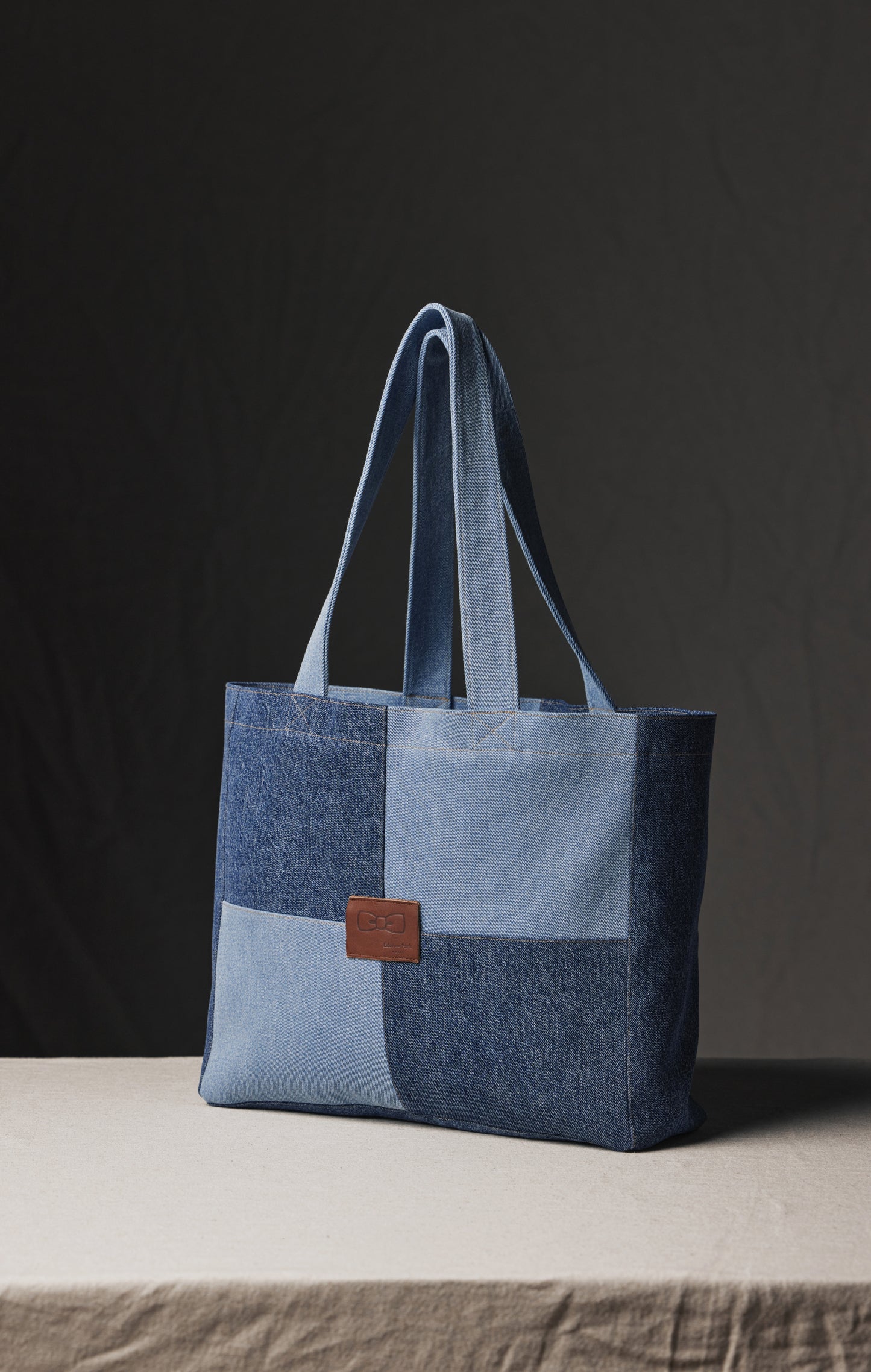 Sac cabas en patchwork denim upcyclé Pap'Atelier