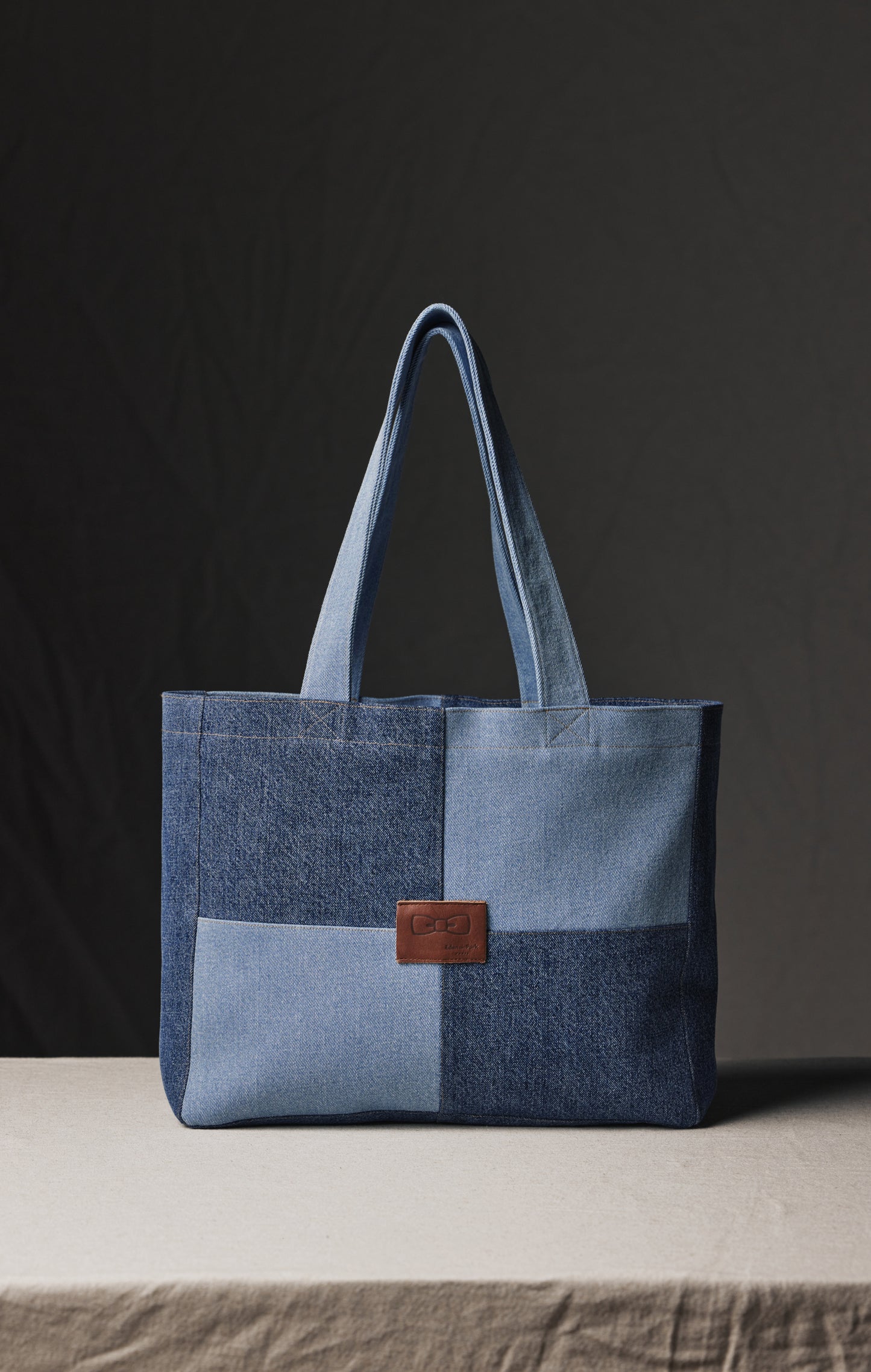 Sac cabas en patchwork denim upcyclé Pap'Atelier